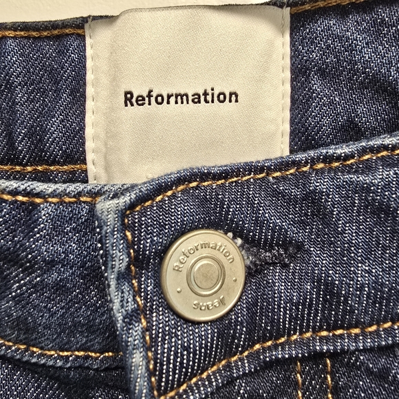 Reformation Size 33 Jax Stretch High Rise Straight Jeans Seneca Wash - Picture 8 of 15